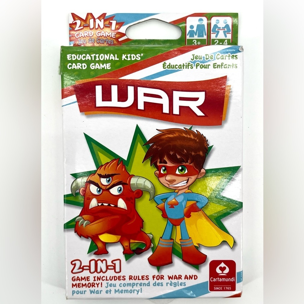 WAR & Memory 2-in-1 Educational‎ Kids' Card Game Cartamundi 2-4 Players Age 3+